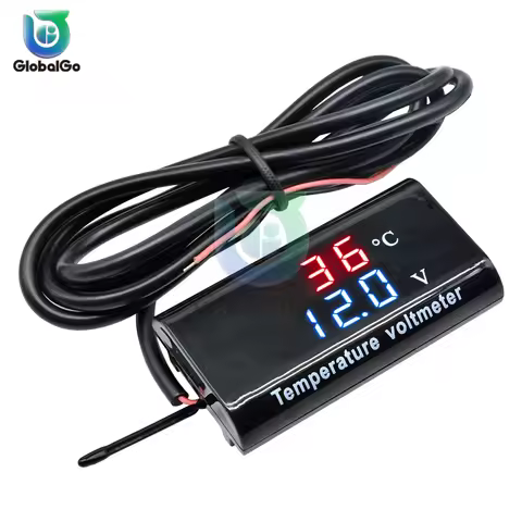 DC 8V-18V LED Digital IPX6 Waterproof Temperature Voltmeter Meter 0.28 inch Voltage Tester Detector 
