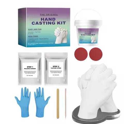 Hand Casting Kit for Couples Romantic DIY Mould Craft Set with Gloves for Wedding Anniversary Mother