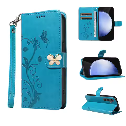 Butterfly Buckle Wristlet Flip Case for Huawei Nova 12S 12 11 10 9 8i 7 6 5T Y90 Y70 Y61 Flower Vine