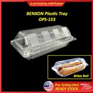 OPS-153 - BENXON Plastic Tray with Lock [ 50pcs± ] Bakery Disposable Clear Food Box - Hot Dog Box - 