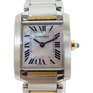 CARTIER Tank Francaise18K黃金/不鏽鋼手機錶石英芯貝殻色