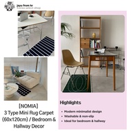 [NOMIA] 3 Type Mini Rug Carpet(60x120cm), Washable, Anti-Slip, aesthetic/ Bedroom & Hallway Decor