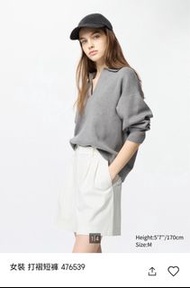 uniqlo打褶短褲S(白）