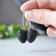 Blackberry earrings miniature food earrings fruit jewelry