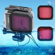 全城熱賣 - GoPro HERO6 /5防水殼+觸屏后蓋 45米防水,帶活動基座和長螺絲&紫紅粉濾鏡 不用拆鏡頭 (顏色：透明無色)