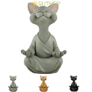 GUTHOP Happy Buddha Cat Statue, Home Decor Ornaments Meditation Cat Statue,  Whimsical Resin Cat Bud