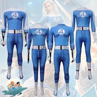 Kids Adult Fantastic 4 Thing Cosplay Costume Four Reed Richards Halloween Superhero Zentai Blue Invi