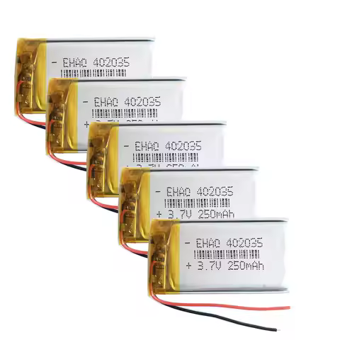 5 PCS 3.7V 250mAh 402035 Lithium Polymer LiPo Rechargeable Battery For Mp3 GPS PSP Bluetooth Headpho