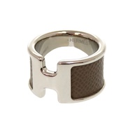 愛馬仕 Olympe GM Epsom 皮革戒指，銀色五金配件，小號，0373 [二手]