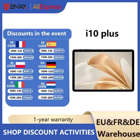 BMAX Android 15 MaxPad I10 Plus Commercial Gaming Tablet 4GB+12GB Expansion 128GB Eight Core Process