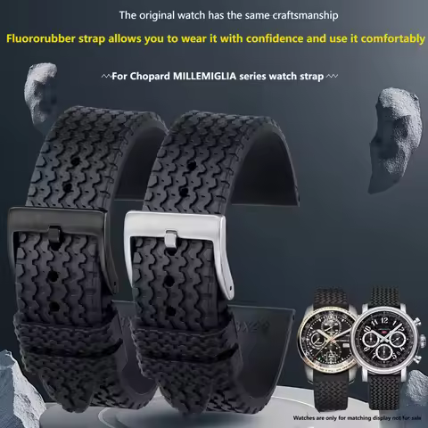 FKM Watchband For Chopard MILLE MIGLIA 168619/589 168511 Watch Strap for Men Sports Rubber Strap 21m