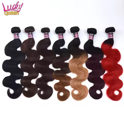 Lucky Queen Brazilian Body Wave Bundles 12A Remy 30Inch Human Hair Extensions Color 1B/2/4/27/99J/Bu