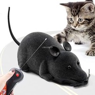 PAMELARG 遙控鼠玩具, 電動老鼠玩具給貓, 帶遙控器的電動貓玩具, 適用於寵物貓狗的新奇禮品 (黑色)