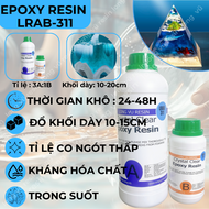 Bộ 1KG] Keo Epoxy Trong Suốt Cao Cấp Đổ Khối LRAB311 - Crystal Clear Epoxy Resin - Chuyên Đổ Bàn Đèn