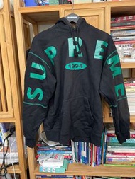 二手美潮」Supreme hoodie 黑帽t 長袖 厚磅 刺繡 印刷 大Logo 綠 1994