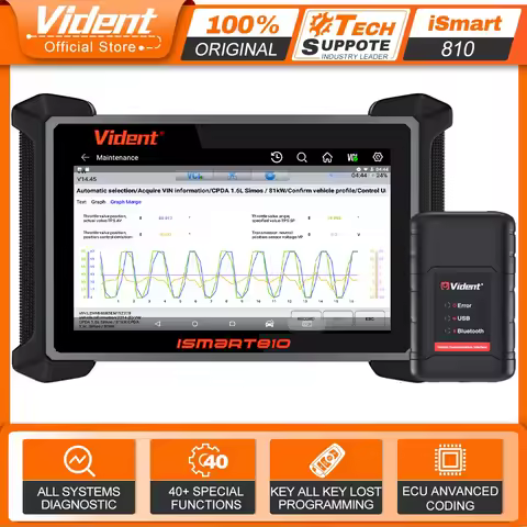 VIDENT iSmart810 Car Diagnostic Tool Topology Map Scanner Bidirectional Scan Tool ECU Coding Key Pro