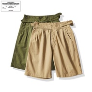 OKONKWO Vintage Gurkha Casual Shorts, Men Loose Fit 5 Inch Bermuda Midi British Army Style Casual Sh