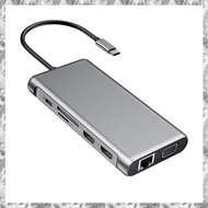 [I O J E] 12 in 1 USB Type C Hub Type-C to 2 -Compatible 4K VGA Adapter RJ45 Lan Ethernet SD TF PD U