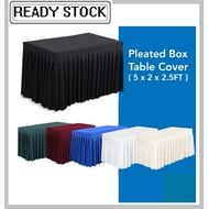 5 x 2 FT Pleated Box Table Cover Skirting Meja Hotel Wedding Banquet Event Skirt Cloth Kain Top