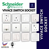 Schneider Vivace 1 Gang 2 Gang 3 Gang 4 Gang 2 Way Switch SIRIM Approved Wall Light Switch
