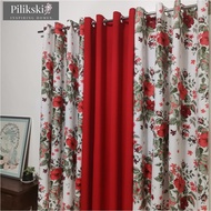 CA55Y - Gumamela Red Mid Sold Per Pc Or 3in1 Set Ring Curtain (5 ft-152 cm To7 ft-213 cm)