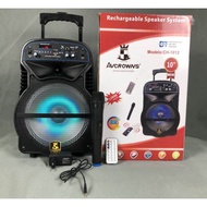 ORIGINAL Karaoke Avcrowns CH-1012 Bluetooth Trolley Speaker 1200W Black Boom Bass