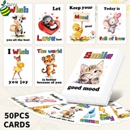 50Pcs Cute Animal Positive Affirmation Cards for Kids | Motivational Inspirational Mini Quote Note C