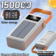 【COD】Original 150000mAh solar power bank with built-in 4-wire fast charging large capacity powerbank