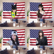 NewJeans' Haerin  American Flag Wall Tapestry with Clips Polyester Tapestries Home Decoration