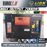 EUROX 7.0KW/7000Watt Diesel Sound Poof Generator TDH8503 - Heavy Duty - 6 Months Local Warranty -
