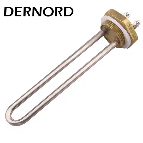 DERNORD 12V Solar Resistance U Type Water Heating Element DN32/1.25"BSP Copper Thread Water Heater 2