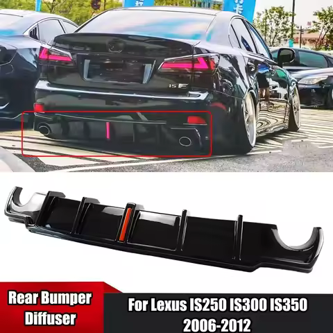 For Lexus IS250 IS300 IS350 2006-2012 Rear Bumper Diffuser With Pilot Led Light Tail Lip Spoiler Spl
