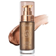 Shimmer Body Oil, SPF 45 Broad Spectrum,Sunscreen Shimmer Body Oil with Coconut Oils,Long Lasting Li