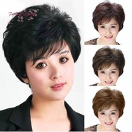 TERLARIS Wig Wanita Pendek Kerja Rambut Asli Rambut Palsu Wig Natural