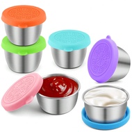 6pcs/1pc 304 Stainless Steel Condiment Dishes, Salad Dressing To Go Containers With Leakproof Silico