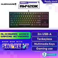 Dell ALIENWARE Tenkeyless Gaming Keyboard – AW420K RGB Lightning | USB | Cherry MX RED
