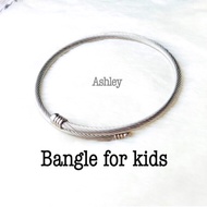 Stainless steel Bangles White Silver For kids adjustable bangle for kid