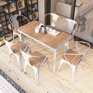 陽臺戶外桌椅塑木 餐廳奶茶店餐桌椅露天夜市庭院一桌四椅組合