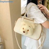 SEPTEMBERHL Winnie The Pooh Handbag, Kawaii Transparent Pooh Bear Ita Bag, Cute Large Capacity PU Ca