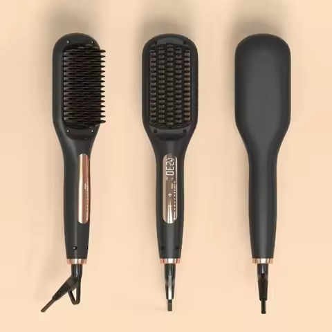 Touch Screen Hair Straightener Comb Electric Hair Brush Negative Ion Hair Straightener Brush Hot Ion