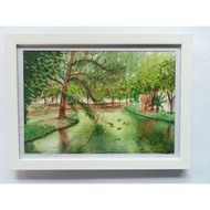 Watercolor Painting A4 Size 24.6 x 50.6 Cm. With Frame