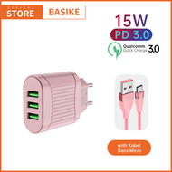 BASIKE Charger fast charging 15W USB*3 QC 4.0 Kepala Charger iphone oppo xiaomi Samsung