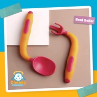 Baby Soup Spoon Baby Deep Spoon Set Free Storage Box [2pcs/set] Set Sudu Bayi 宝宝吃饭勺子吃饭训练弯头叉勺婴儿辅食碗勺