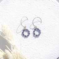 VIIART。浪漫花圈。紫龍晶天然石黃銅耳環-可改夾式 客製化禮物
