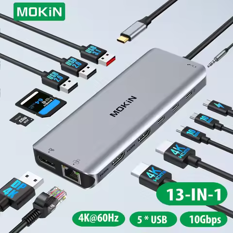 MOKiN USB C HUB 4K60Hz Type C to DP RJ45 SD&TF PD 100W Adapter Dock for MacBook Pro Air M2 M1 3*USB 
