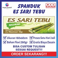 SPANDUK BANNER JUALAN MINUMAN ES TEBU MURNI 180x60cm CUSTOM REQUEST GRATIS DESAIN POJOK KREATIF KODE