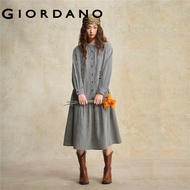 GIORDANO WOMEN Ruffle band collar houndstooth dress 18465227