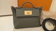 【全新】Hermes mini 2424 mini2424 Evercolor 積雨雲灰 Gris Meyer 內拼 Gris Pale 珍珠灰