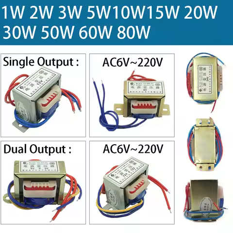1W 2W 3W 5W 10W 15W 20W 30W 50W 60W 80W Power Transformer Input AC 220V 50HZ Output AC 6V 9V 12V 15V