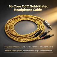 16 Core OCC 24k Gold Plated Earphone Cable For 3.5 Hifiman Ananda sundara HE1000se HE6se he400 Z7M2 